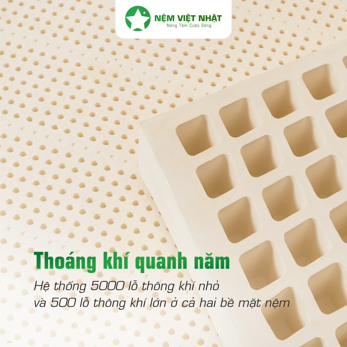 Nệm Cao Su Thiên Nhiên Việt Nhật Natural – Natural 25