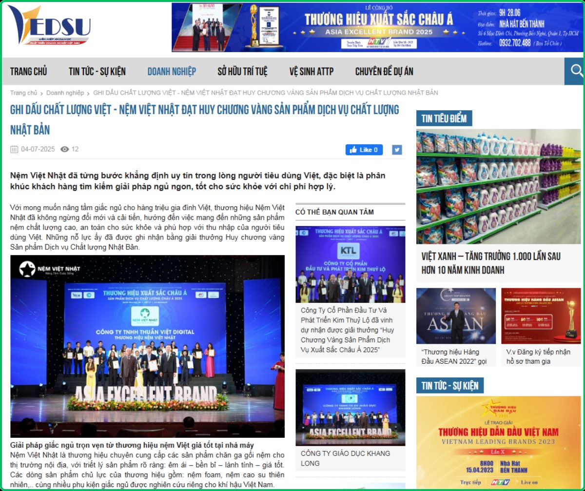 (doanhnghiepvn.org) – Nệm Việt Nhật khẳng định uy tín trong lòng người tiêu dùng – Bao chi nemvietnhat 1200 x 1007 px